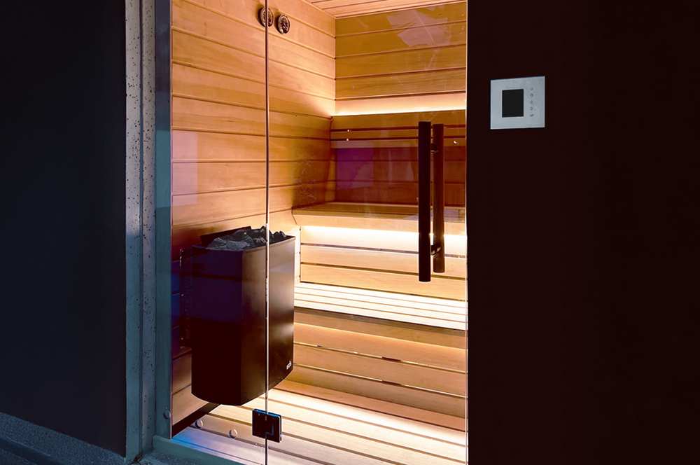 Eos Moment W 7,5 kW finnischer Saunaofen Elektrischer Sauna-Wandofen Schwarz