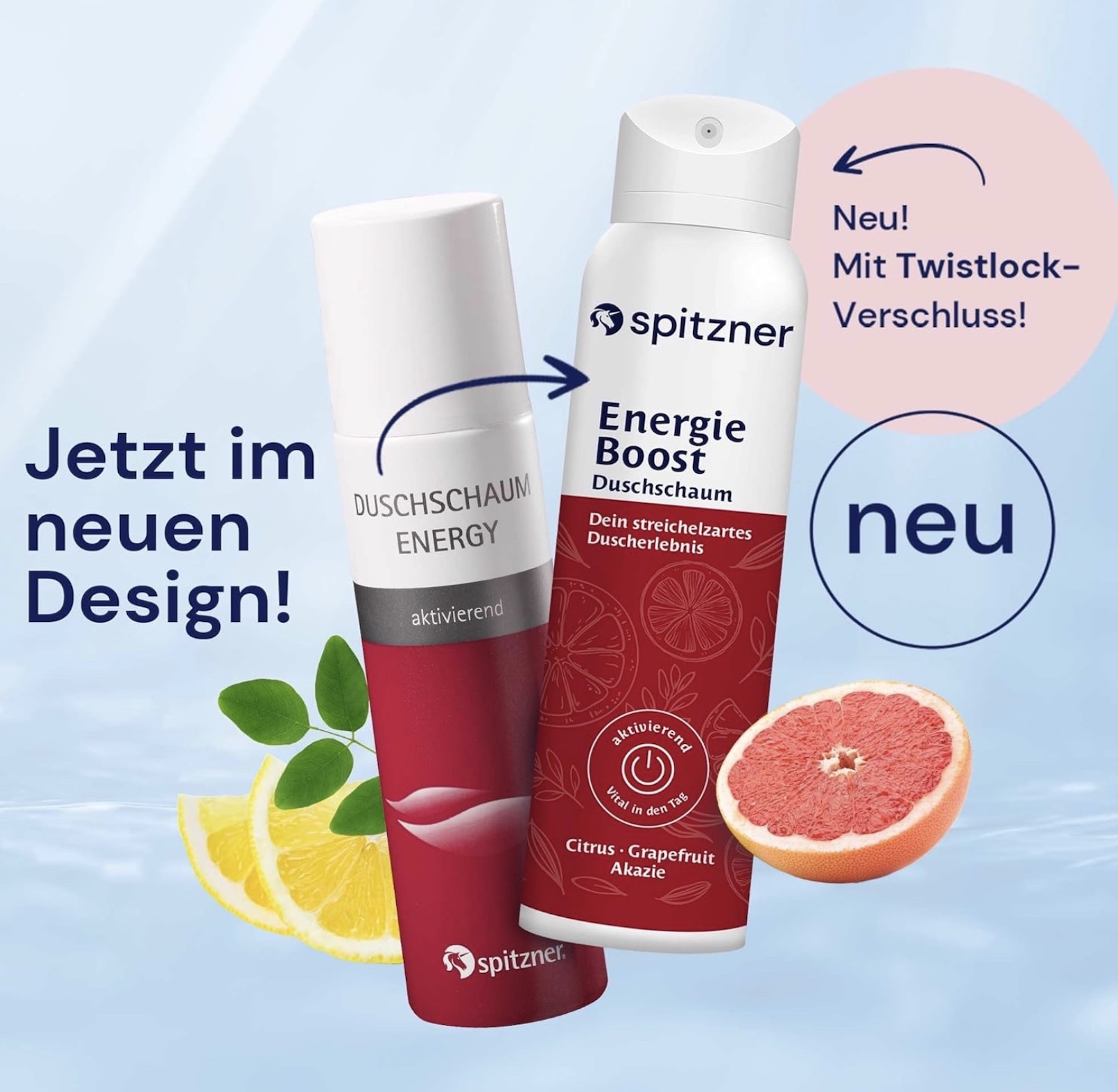Spitzner Duschschaum Set Energy 3x 150 ml Aktivierende Wellness-Dusche sanft hautverträglich und 100% vegan 3er Set