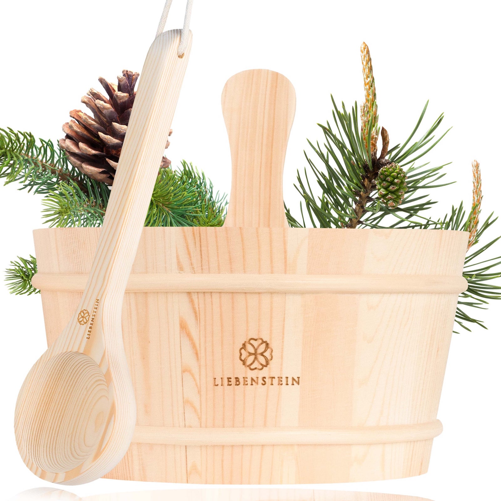 Liebenstein Sauna Eimer 4L mit Kelle finnisches Kiefernholz handgefertigt Liebenstein Sauna Eimer 4L mit Kelle finnisches Kiefernholz handgefertigt