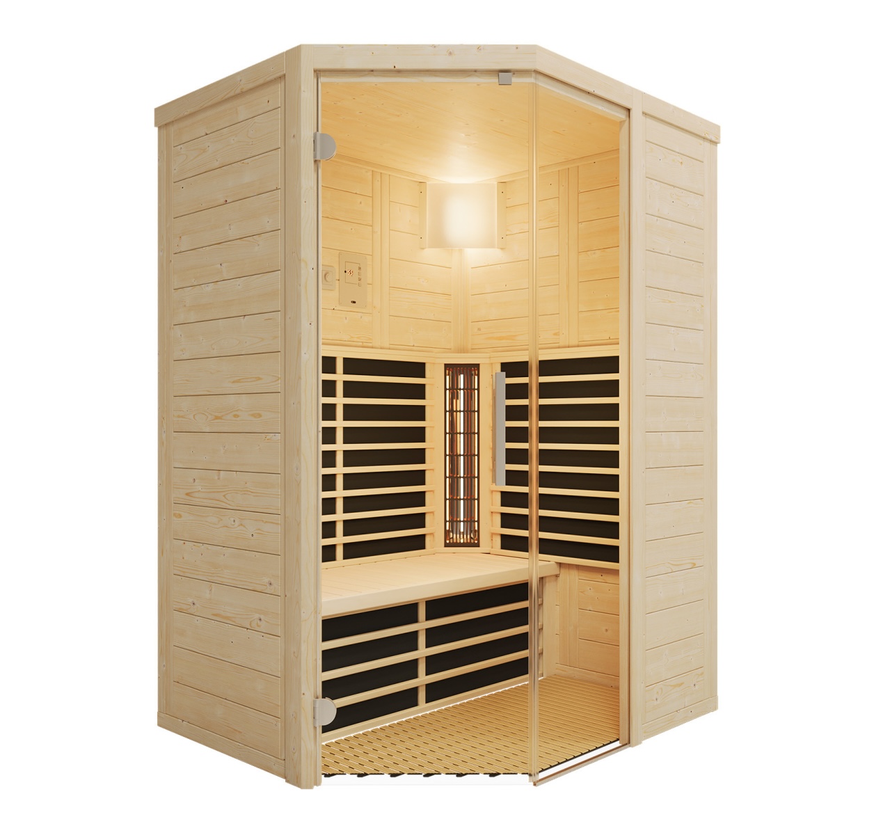 Infraworld TrioSol Natura 145 Ecke Infrarotkabine mit ABC-Strahler Salzverdampfer