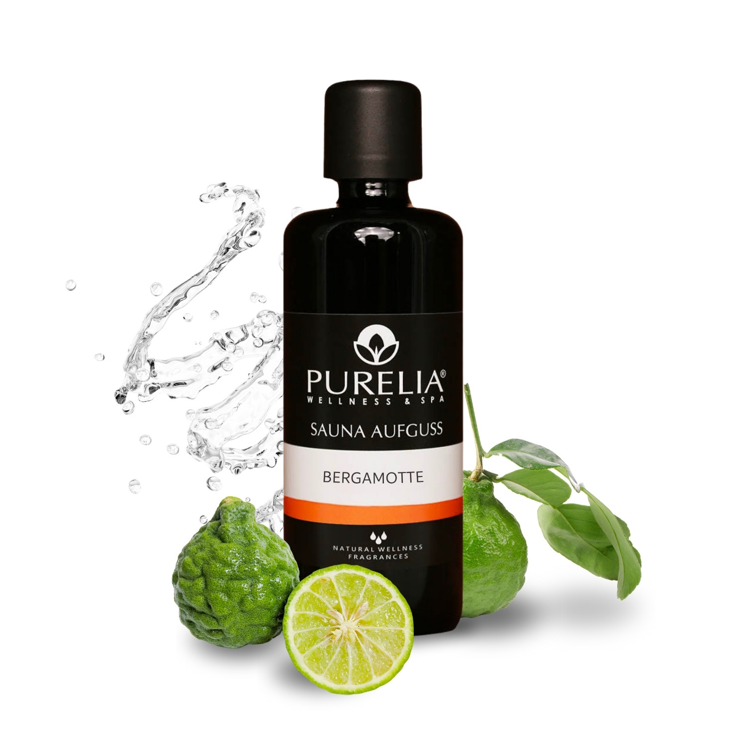 PURELIA Saunaaufguss Konzentrat Bergamotte 100 ml natürlicher Sauna-aufguss - reine ätherische Öle