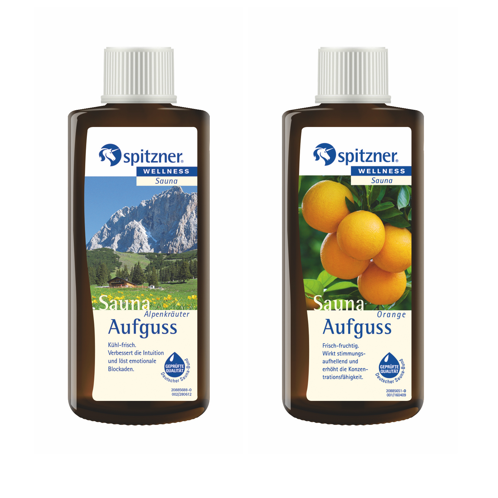 Spitzner 2 Düfte Alpenkräuter und Orange Vorteilspack Saunaaufguss mit je 190 ml Spitzner 2 Düfte Alpenkräuter und Orange Vorteilspack Saunaaufguss mit je 190 ml