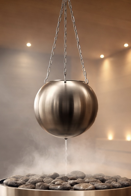 Nikkarien Sauna Aromaschale 3 l aus Edelstahl mit einstellbarem Tropfventil inkl. Kette