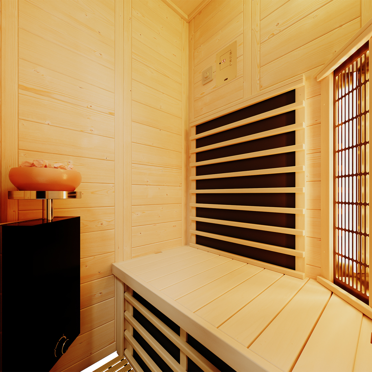 Infraworld TrioSol Natura 100 Infrarotkabine mit Infrarotstrahler Fichte 100x100x200 cm