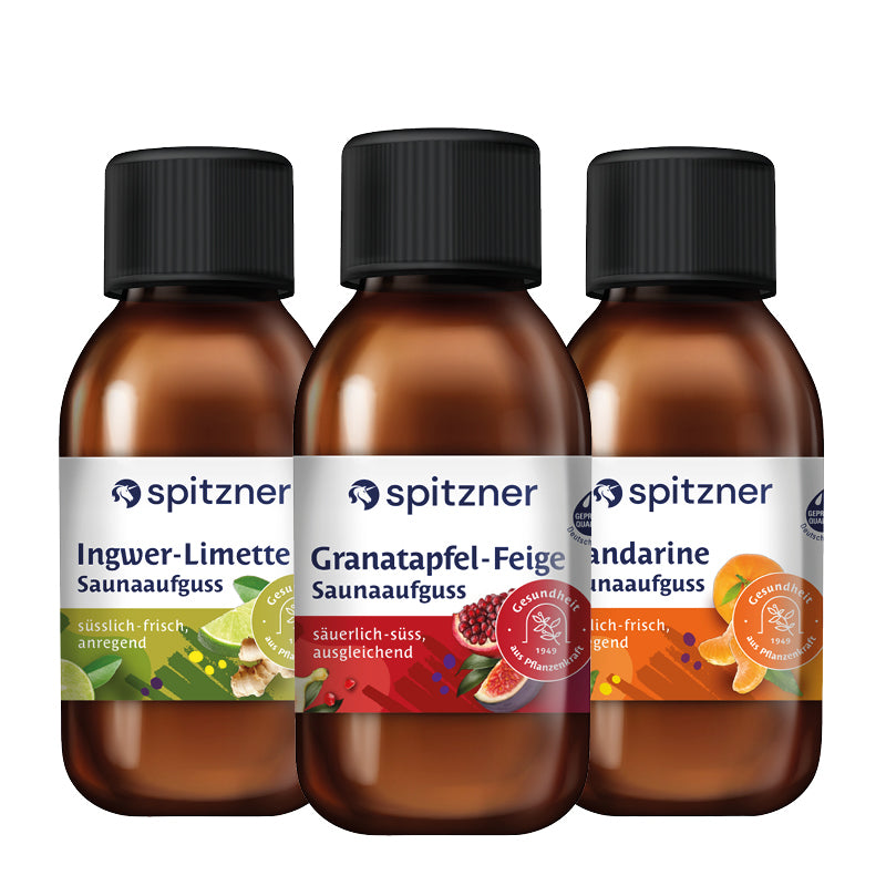 Spitzner Saunaaufguss Set Fruchtig & Vitalisierend 3x125 ml Wellness Sauna Aufguss Bundle
