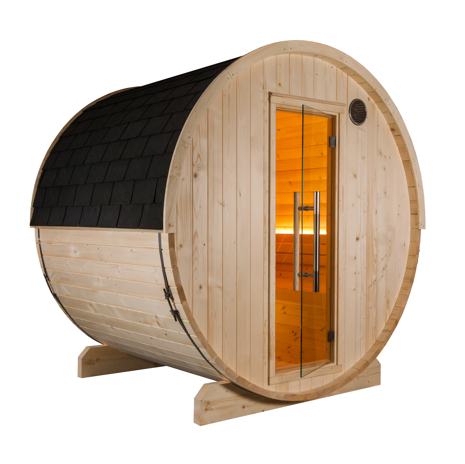 Harvia Kuusi 180 View Fasssauna aus Fichte Saunafass Gartensauna Ø220x180cm
