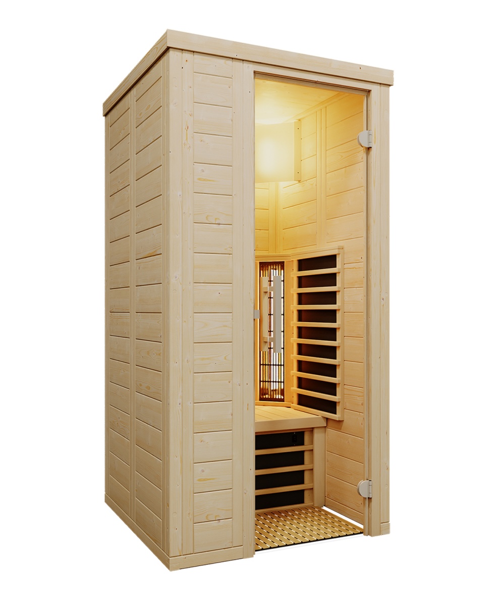 Infraworld TrioSol Natura 100 Infrarotkabine mit Infrarotstrahler Fichte 100x100x200 cm