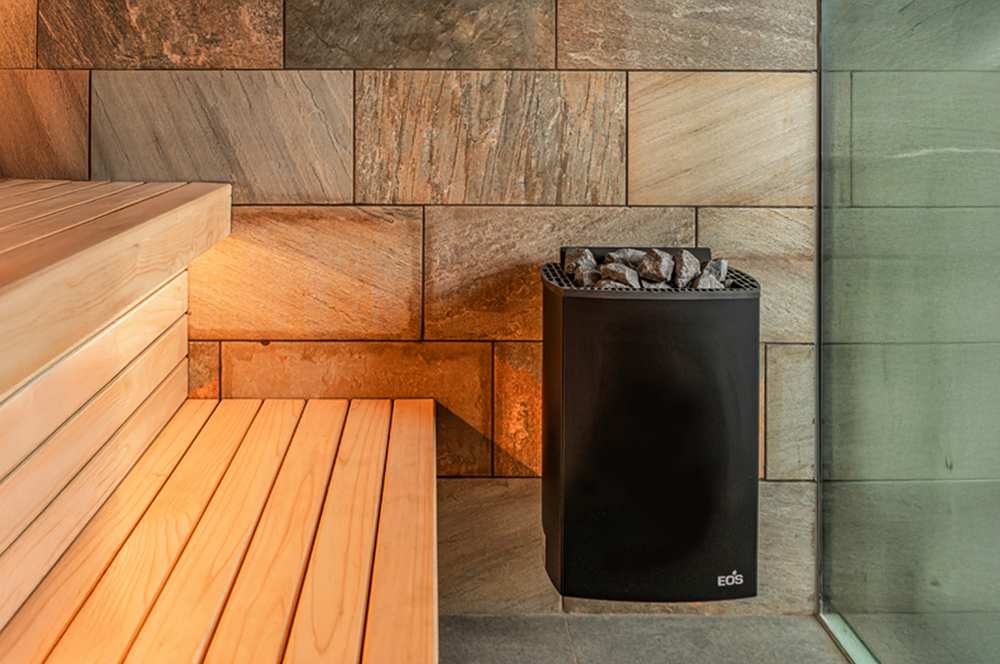 Eos Moment W 7,5 kW finnischer Saunaofen Elektrischer Sauna-Wandofen Schwarz