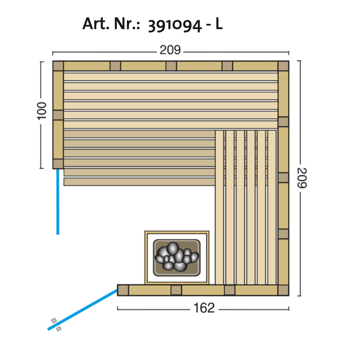 Infraworld Solido 209 Ecke Sauna 209x209x200 cm Massivholzsauna aus nordische Fichte