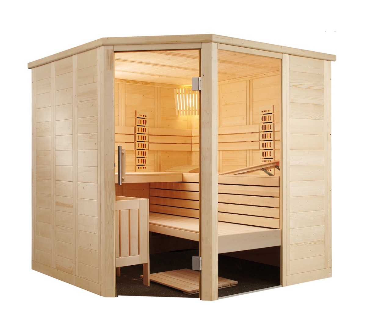 Harvia Alaska Corner Infra+ Massivsauna Saunakabine Inkl. 2 Vollspektrumstrahler Harvia Alaska Corner Infra+ Massivsauna Saunakabine Inkl. 2 Vollspektrumstrahler