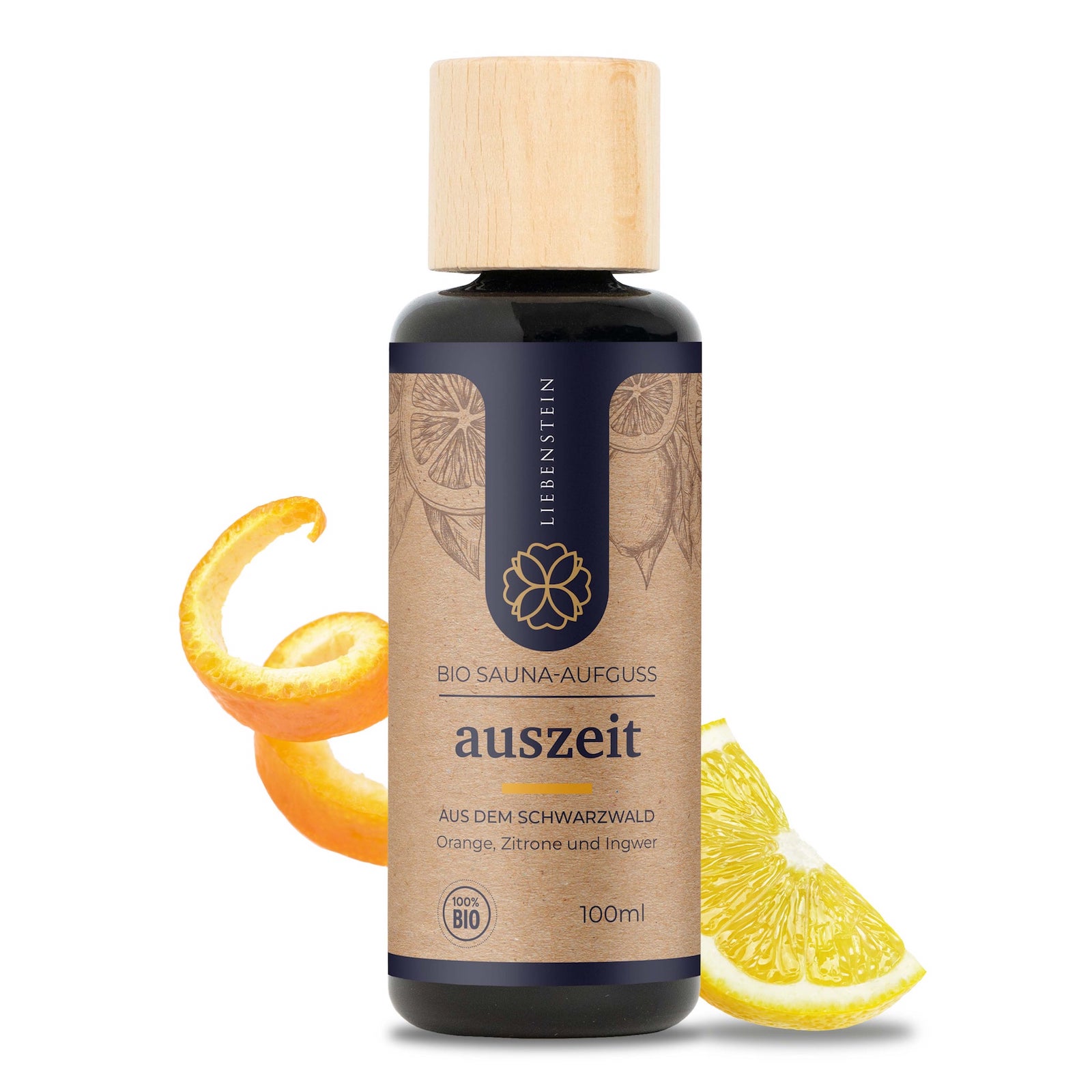 Liebenstein Saunaaufguss “Auszeit” - Orange, Zitrone & Ingwer 100ml Aufguss Liebenstein Saunaaufguss “Auszeit” - Orange, Zitrone & Ingwer 100ml Aufguss