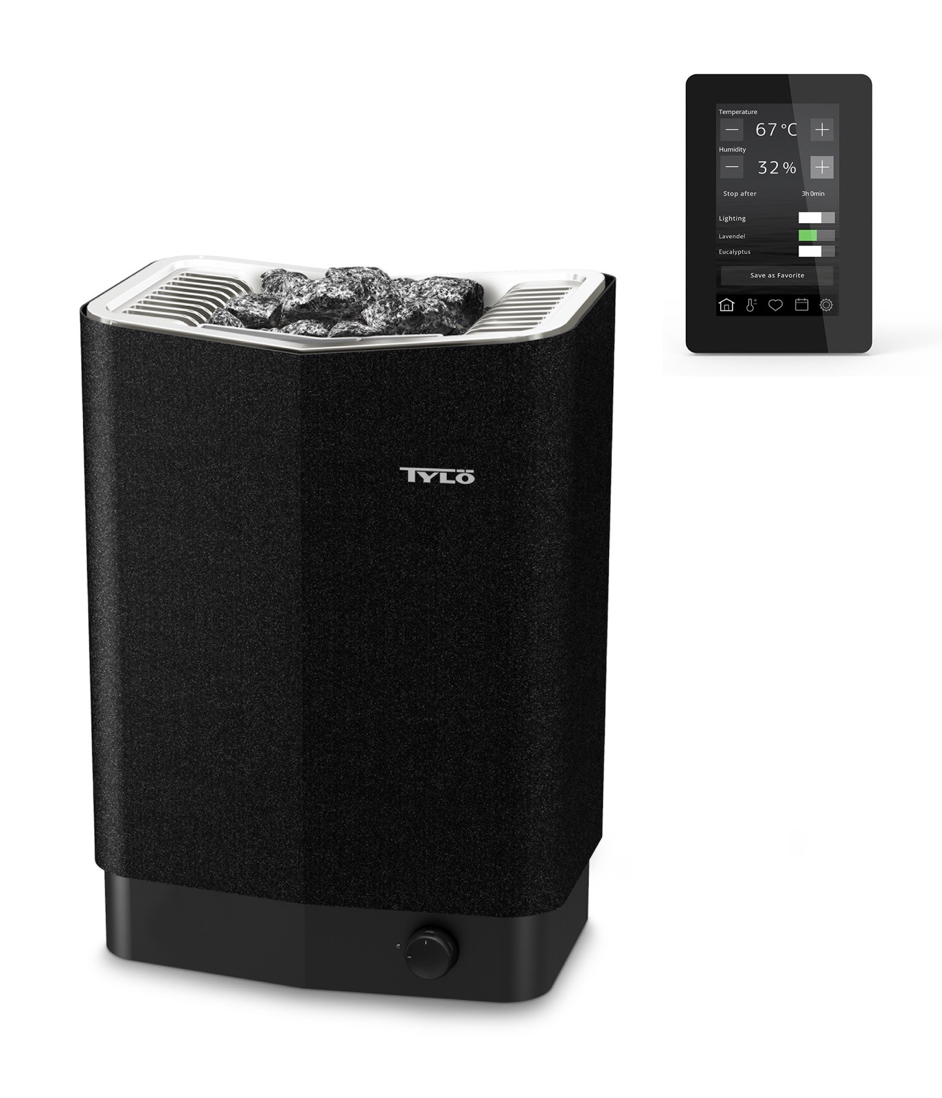 Tylö Sense Elite 6 Saunaofen 6,6 kW finnischer Saunaofen mit WLAN-Steuerung Saunasteine Tylö Sense Elite 6 Saunaofen 6,6 kW finnischer Saunaofen mit WLAN-Steuerung Saunasteine