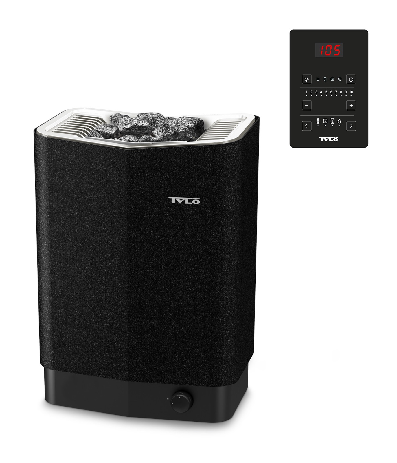 Tylö Sense Pure 10 Saunaofen 10,5 kW finnischer Saunaofen mit Touch-Steuerung Saunasteine Tylö Sense Pure 10 Saunaofen 10,5 kW finnischer Saunaofen mit Touch-Steuerung Saunasteine