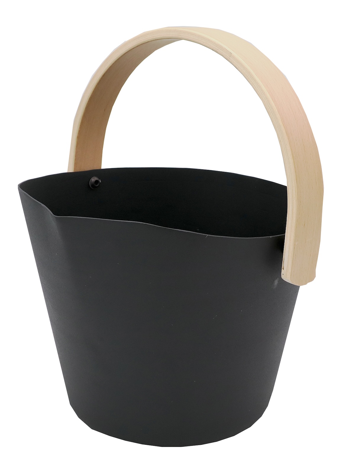 Nikkarien Saunakübel 6 l Aufgusskübel in Schwarz aus Aluminium mit Holzgriff