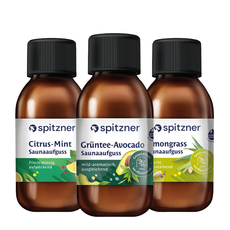 Spitzner Saunaaufguss Set Vital & Frisch 3x125 ml Wellness Sauna Aufguss Bundle