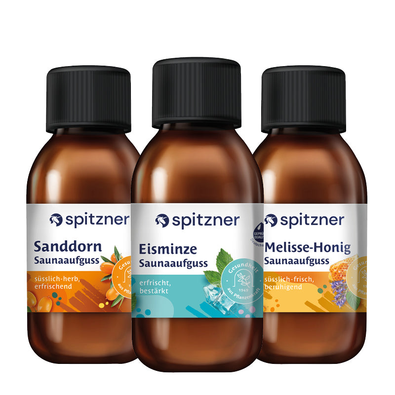 Spitzner Saunaaufguss Set Klar & Frisch 3x125 ml Wellness Sauna Aufguss Bundle