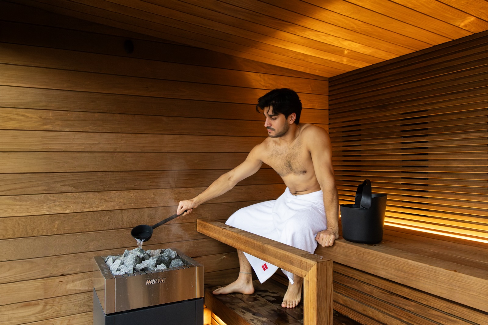 Harvia Handtuch Let's Sauna 90 x 170 cm Saunahandtuch Sauna Handtuch weiß