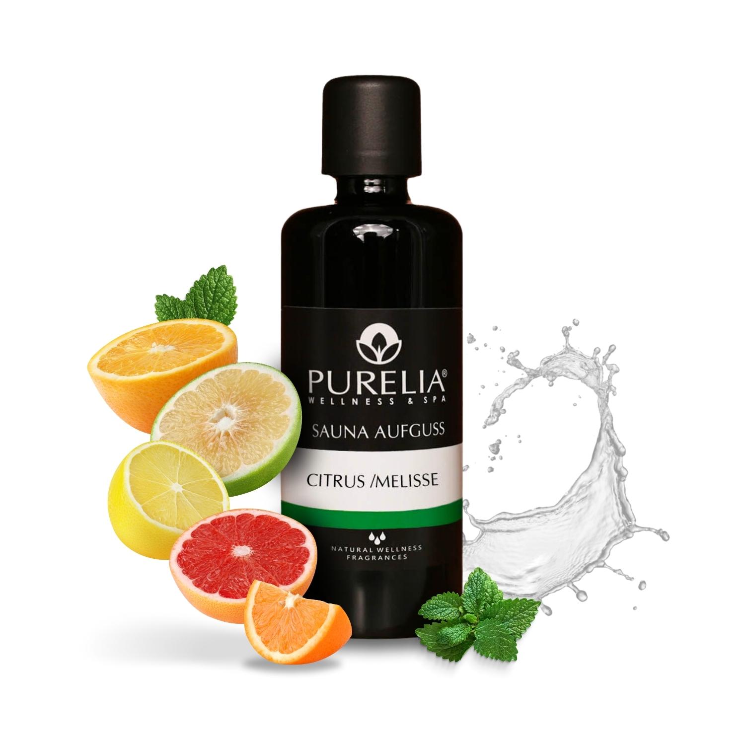 PURELIA Saunaaufguss Konzentrat Zitrus-Melisse 100 ml natürlicher Sauna-aufguss - reine ätherische Öle