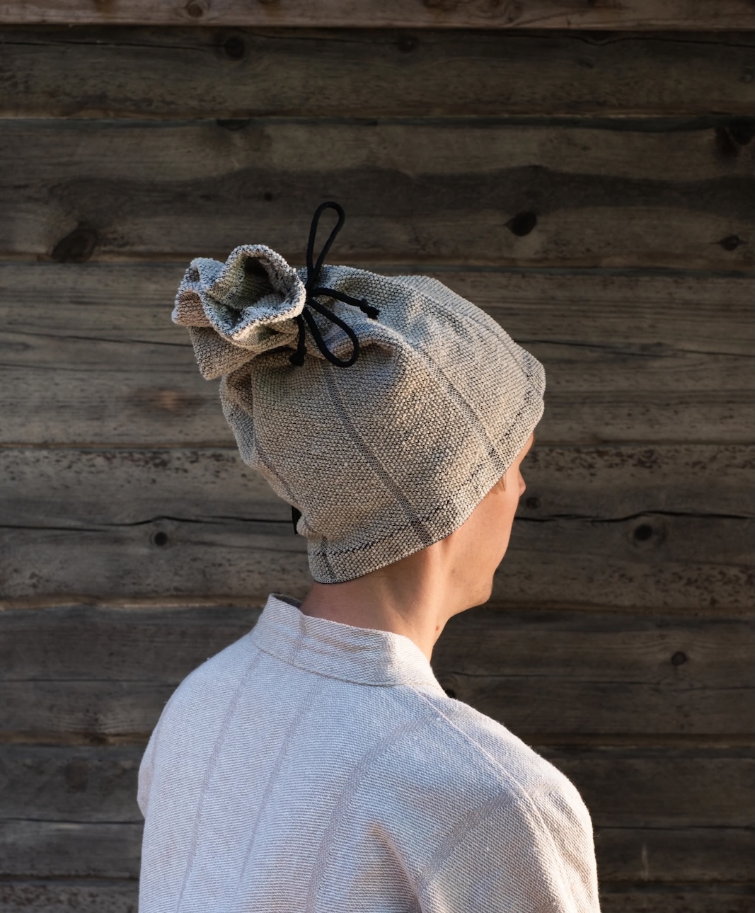 Jokipiin Laituri Tupas Saunamütze finnischer Saunahut für Damen und Herren natural/black