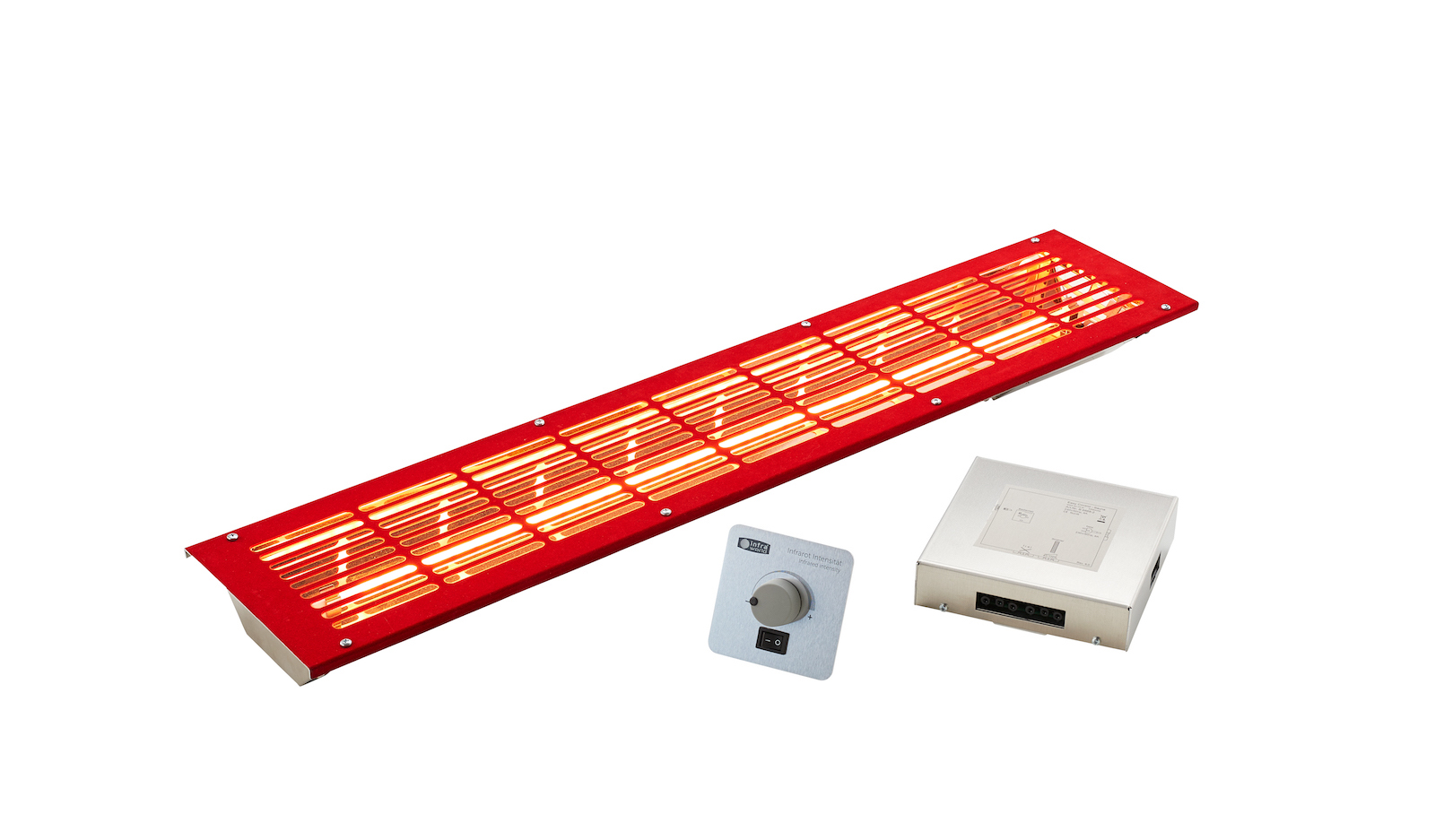 Infraworld VITALlight-IPX4 Infrarotstrahler-Set 500W gerade rot mit Steuerung silber Infraworld VITALlight-IPX4 Infrarotstrahler-Set 500W gerade rot mit Steuerung silber
