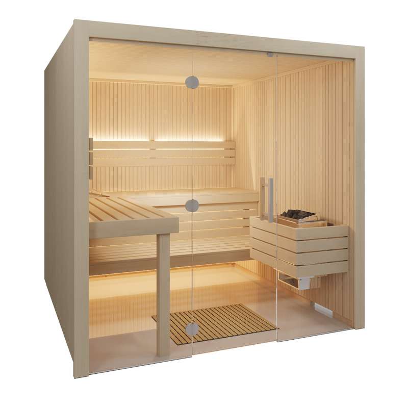 Infraworld Gracil Elementsauna in Espe Saunakabine Stäbchen-Optik 210x210x210cm