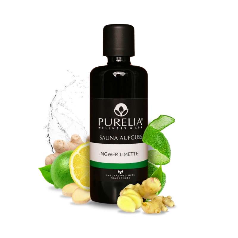 PURELIA Saunaaufguss Konzentrat Ingwer-Limette 100 ml natürlicher Sauna-aufguss